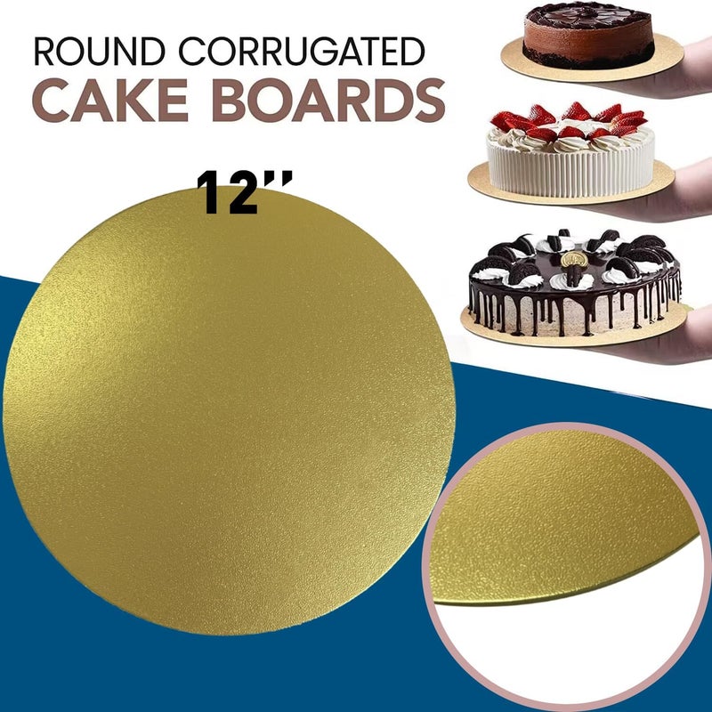 Goiio 3 Pack Cake Boards Golden Round Cake Circles, 12 Inch Cake Base Cardboard, for Baking Cake, Gold - Image 2
